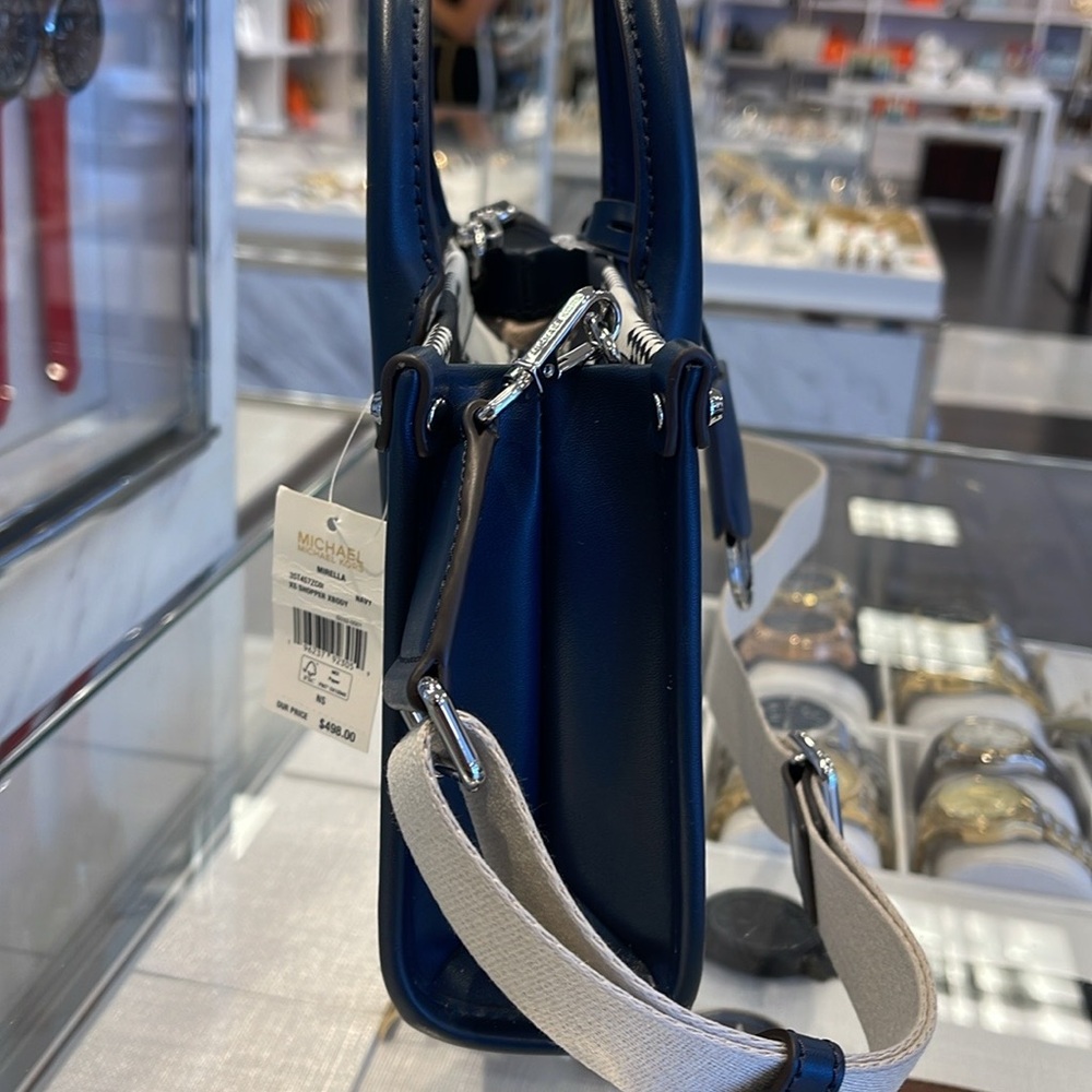 Michael Kors Mirella Extra-Small Logo Crossbody XBODY Shopper Bag
Navy 
NWT - Picture 14 of 16
